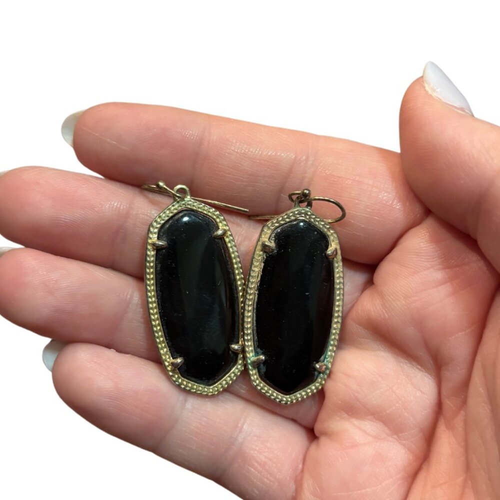 KENDRA SCOTT Elle Gold Drop Earrings in Black